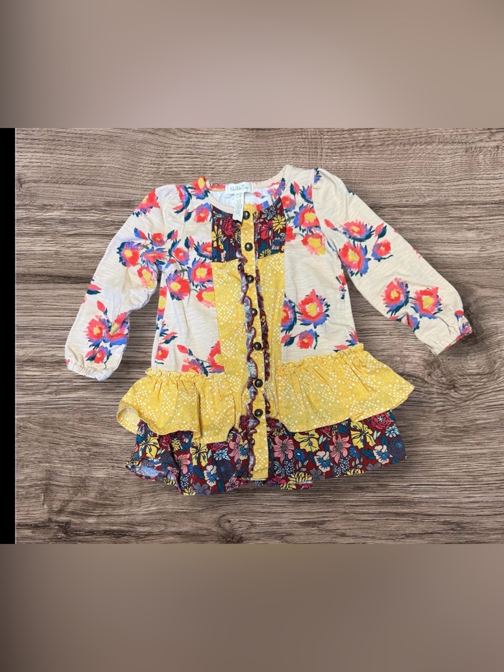 Matilda Jane Elliot Friends Forever Floral Tunic Top Size 12-18 months Ruffles